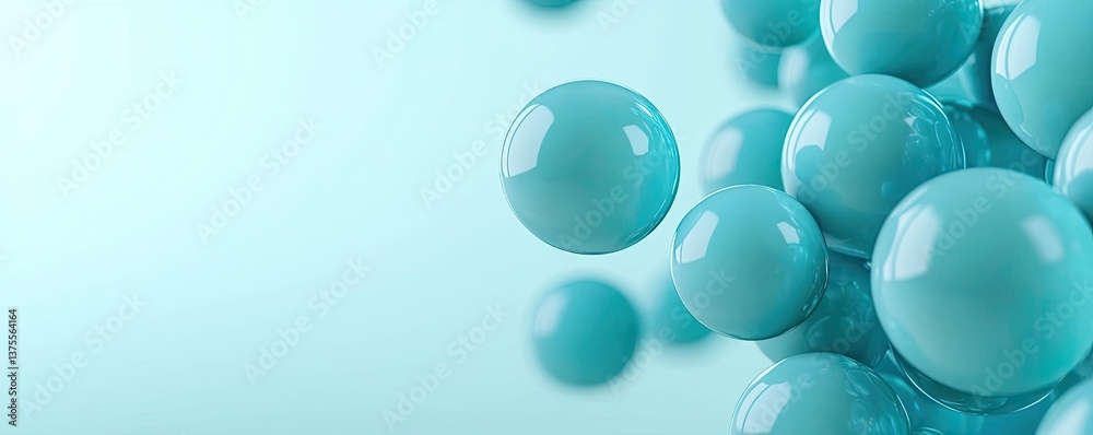 Aufkleber blue exosome particles in biotechnology and medical concept. abstract turquoise spheres floating in 