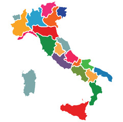 Italy Country Map with Flag Vector Outline Rome Capital Vatican and San Marino Enclaves.Adobe Illustrator Artwork