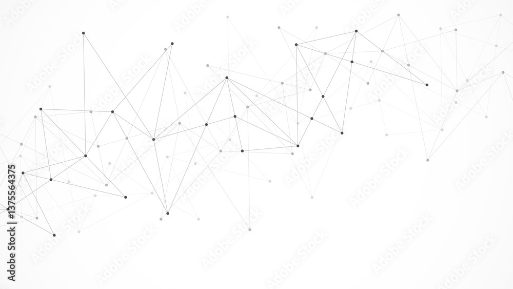 Fototapete Minimalistic design with connecting the dots and lines. Abstract geometric background of science and technology concept