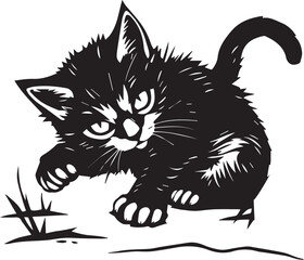 Cute kitten. Hand drawn vector illustration