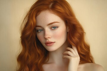Fototapeta premium Elegant Woman with Radiant Skin Applying Natural Face Cream