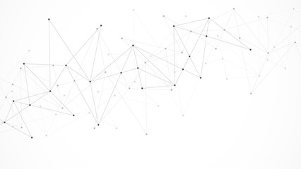 Minimalistic design with connecting the dots and lines. Abstract geometric background of science and technology concept