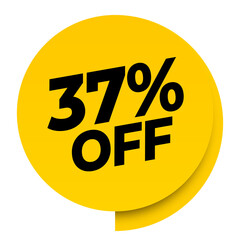 37% off discount yellow sale label tag banner png transparent. 37 percent off