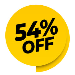 54% off discount yellow sale label tag banner png transparent. 54 percent off
