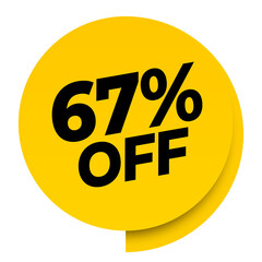 67% off discount yellow sale label tag banner png transparent. 67 percent off