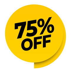 75 % off discount yellow sale label tag banner png transparent. 75 percent off