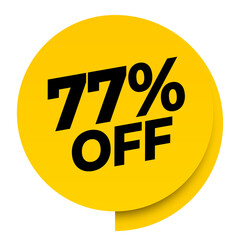 77% off discount yellow sale label tag banner png transparent. 77 percent off
