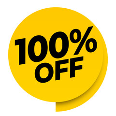 100% off discount yellow sale label tag banner png transparent. 100 percent off