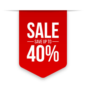 Sale save up to 40% off red discount sale label tag banners. Sale 40 percent off png transparent