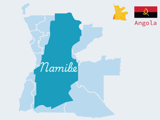 Angola Namibe Map with Flag - Namibe Province Vector Illustration Design.Adobe Illustrator Artwork