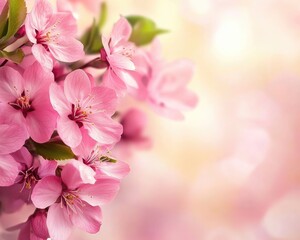 Fototapeta premium Background With Flowers. Spring Blossom in Pink Border