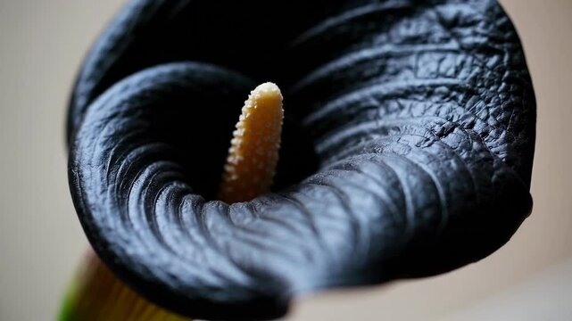 Close-up of Black Calla Lily Showing its Spadix