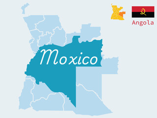 Angola Moxico Map with Flag - Moxico Province Vector Illustration Design.Art & Illustration