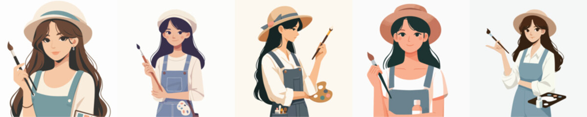 Vector of a beautiful young female artist
