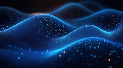 futuristic glowing blue particle wave abstract technology background with elegant design and smooth flowing light effects