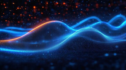 Fototapeta premium futuristic digital wave technology background glowing neon lights abstract motion graphic visualisation flow