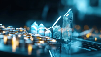 Financial growth analysis digital environment data visualization technology 3d graphs business insights