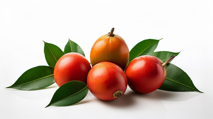 Close Up of Exotic Fruits with Leaves in Studio Shot.