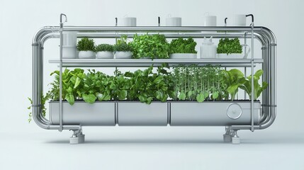 Hydroponic system in a vertical farming ecosystem symbolizing modern agriculture
