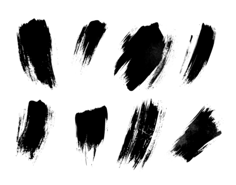 An artistic collection of brush stroke elements that convey creative expression and versatility on a dark canvas.