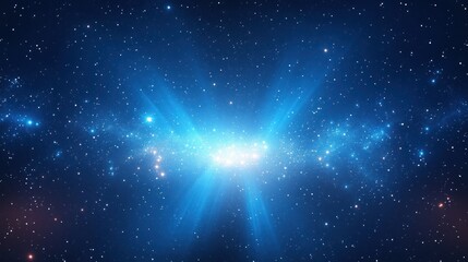 Fototapeta premium Radiant Blue Light Beams Cosmic Background with Sparkling Stars for Magical Celebrations and Festive Events