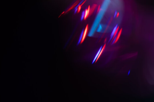 Blur neon light. Lens flare overlay. Bokeh fluorescent flash gleam.