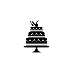 Minimalist Tiered Cake Icon, Black & White, Celebration Concept