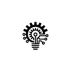 Tech Innovation Logo: Lightbulb, Gear, Circuitry, and Idea Concept