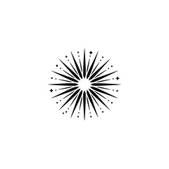 Fototapeta premium Minimalist Burst Icon: Black and White Starburst Logo