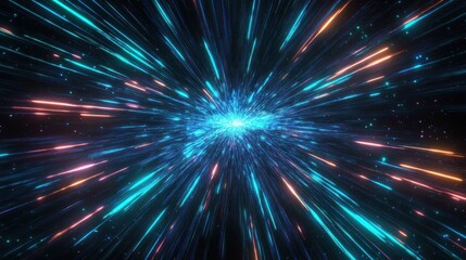 Hyper Speed Light Trails in Abstract Technology Space Background