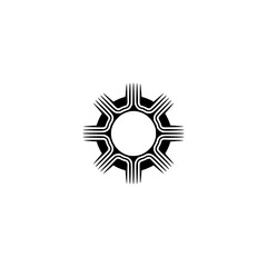 Geometric Sun Symbol Design, Black on White, Clean & Modern