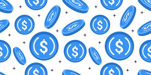 USD Coin (USDC) cryptocurrency blockchain pattern on white isolated background. Futuristic vector illustration in digital financial independence concept. For prints, postcards, banners.