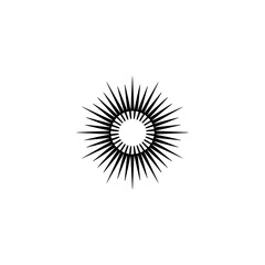 Minimalist Starburst Logo Design - Geometric Sunburst, Black & White Illustration