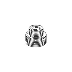Minimalist Coin Stack Illustration: Line Art Symbol on White Background