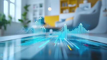 Market analysis visualization modern office digital content professional environment aerial view data insights