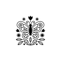 Geometric Butterfly Logo: Elegant Line Art Floral Design