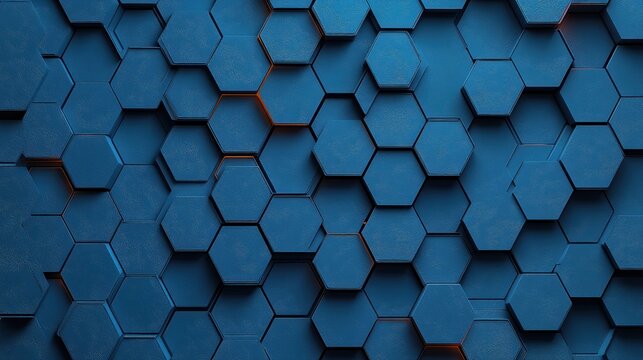 Deep Blue Hexagonal Pattern Texture Modern 3D Abstract Design Minimalistic Background