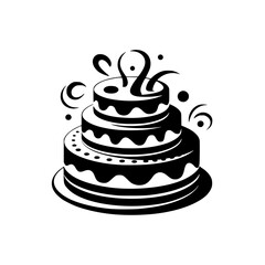 Black & White Celebration Cake Illustration