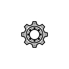 Minimalist Gear Icon with Shadow, Industrial Design, Technology Concept