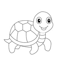 Cute Turtle Coloring Page for Kids and Adults