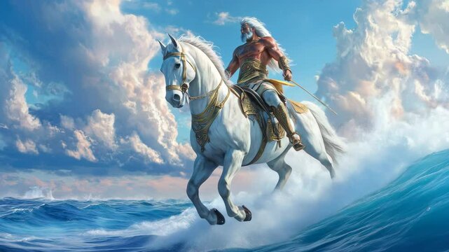 Poseidon the greek god of the sea, earthquakes, and horses in ancient mythology and legends