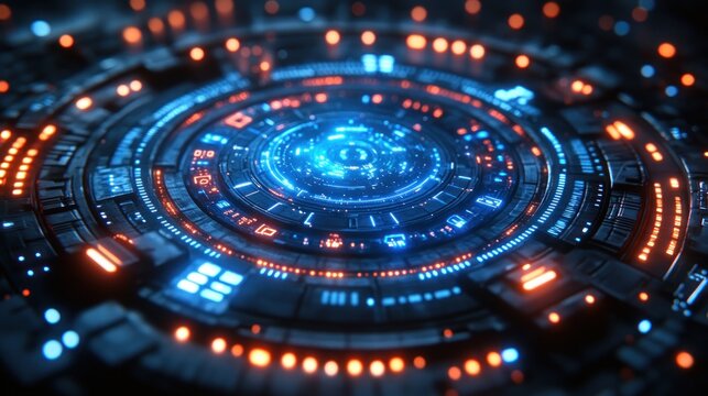 Futuristic Holographic HUD Design with Blue Neon Elements Technology Communication and Innovation Concept