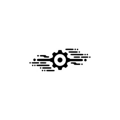 Gear Icon with Speed Lines: Minimalist Tech Design
