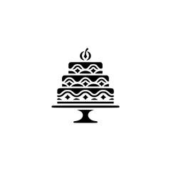 Black & White Tiered Cake Icon, Minimalist Design, Celebration Concept