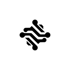 Abstract Circuit Board Logo in Minimalist Style