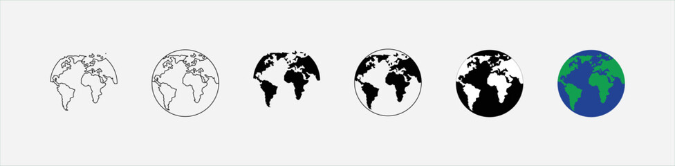 world map, globe, simplified line art, minimalist, vector graphics, flat design, black and white
