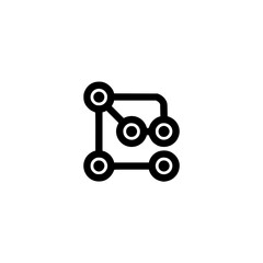 Abstract Network Icon: Minimalist Black & White Design on White