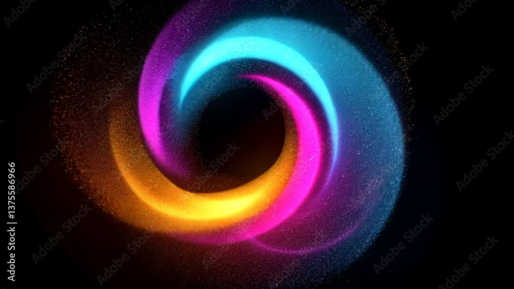 Poster swirling multicolored digital dust particles create an abstract artistic vortex loop