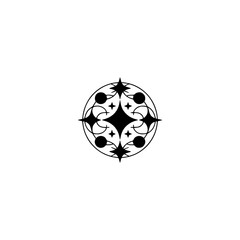 Fototapeta premium Geometric Starburst Logo: Minimalist Black & White Circular Design