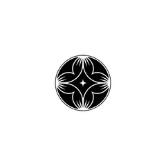 Minimalist Floral Emblem - Black & White Decorative Design